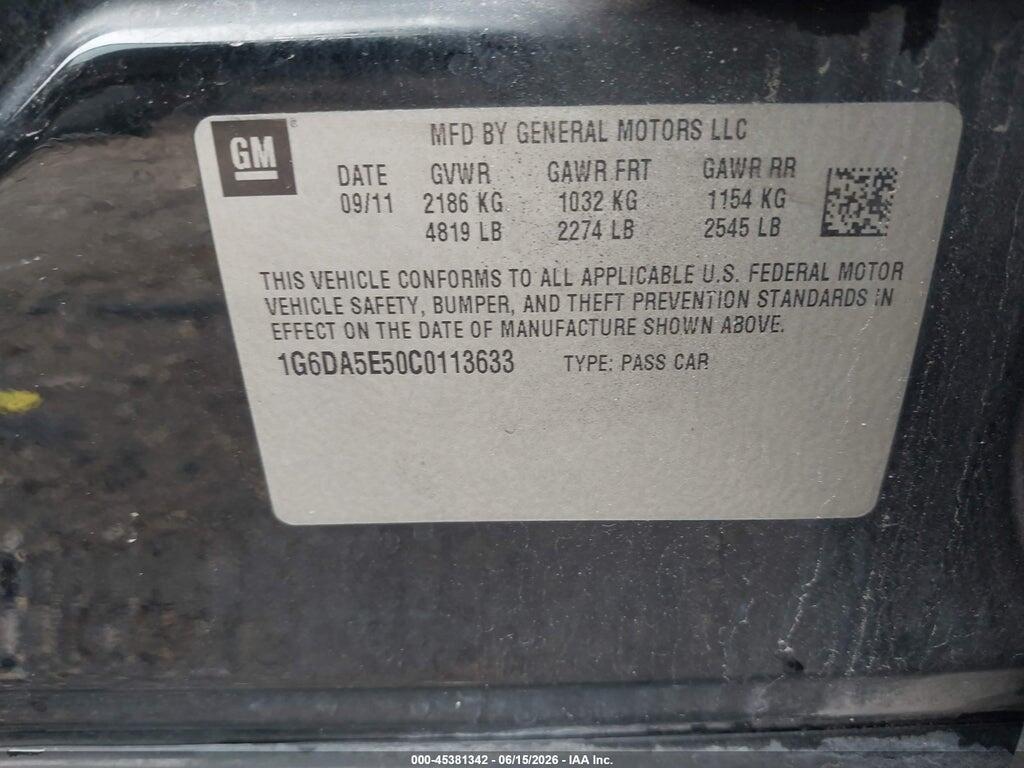 1G6DA5E50C0113633 2012 CADILLAC CTS photo no. 9