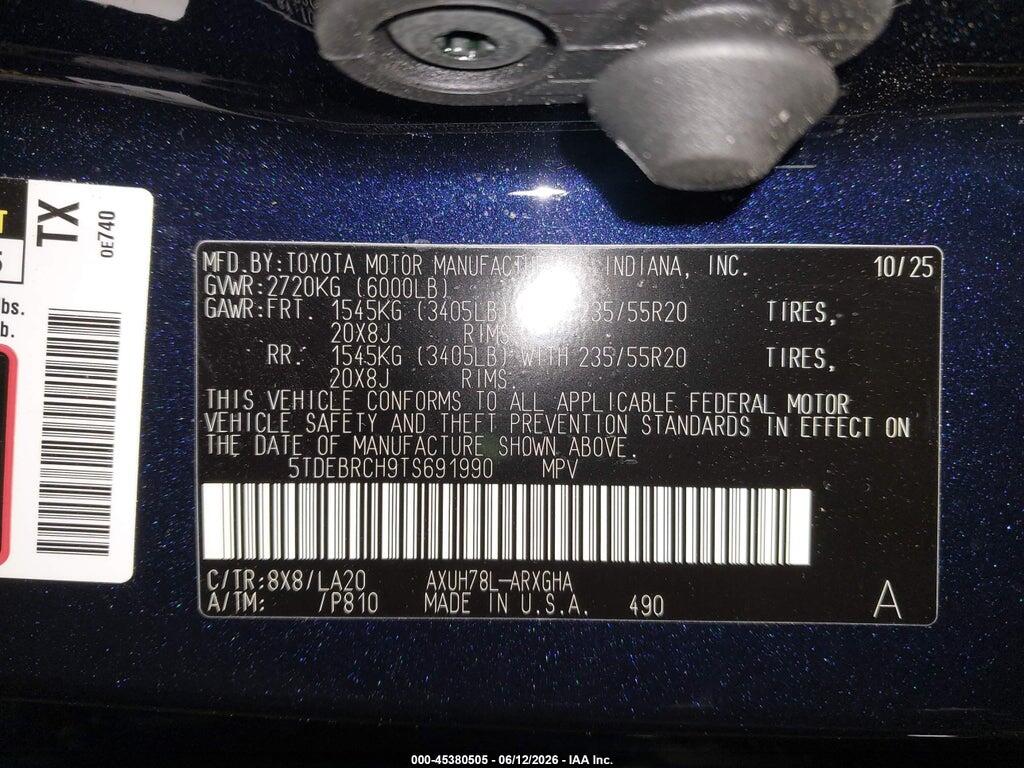 5TDEBRCH9TS691990 2026 TOYOTA HIGHLANDER photo no. 9