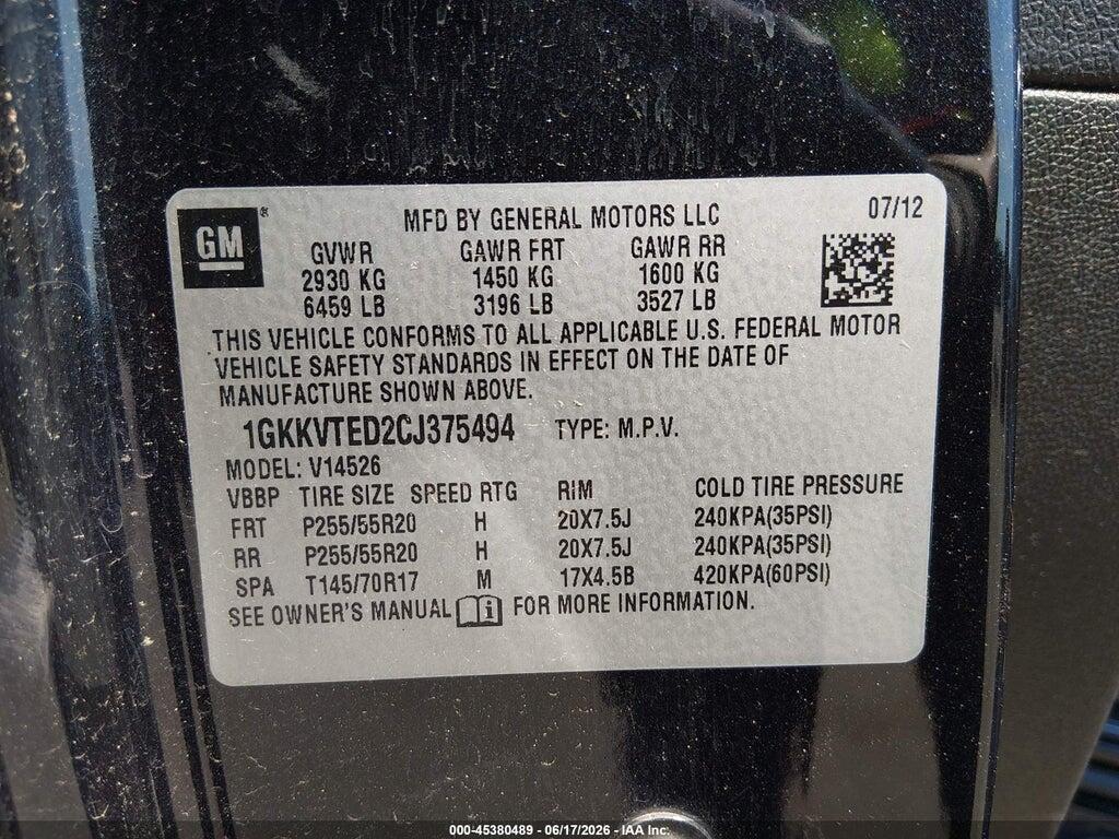 1GKKVTED2CJ375494 2012 GMC ACADIA photo no. 9