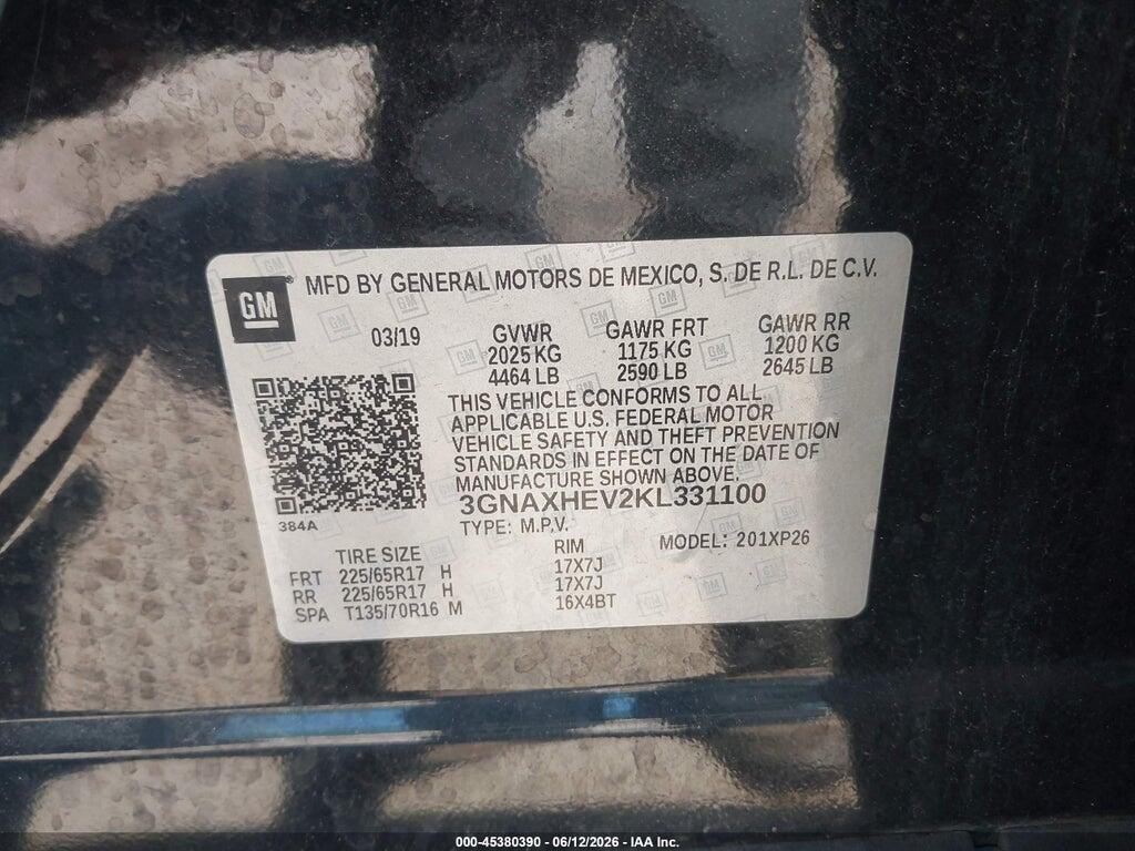 3GNAXHEV2KL331100 2019 CHEVROLET EQUINOX photo no. 9