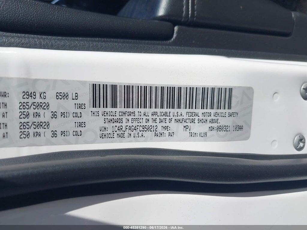 1C4RJFAG4FC950212 2015 JEEP GRAND CHEROKEE photo no. 9