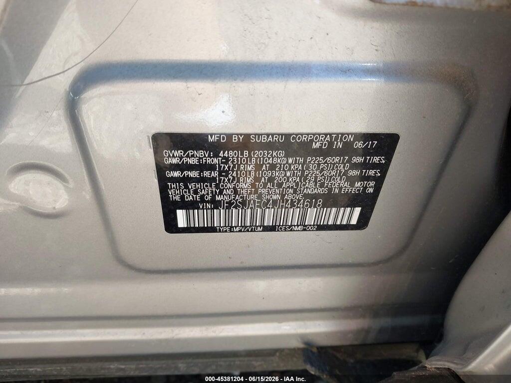JF2SJAEC4JH434618 2018 SUBARU FORESTER photo no. 9