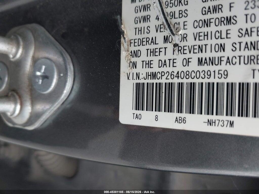 JHMCP26408C039159 2008 HONDA ACCORD photo no. 9