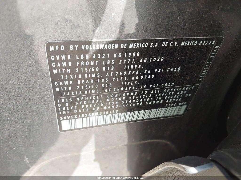 3VVSX7B28PM336158 2023 VOLKSWAGEN TAOS photo no. 9