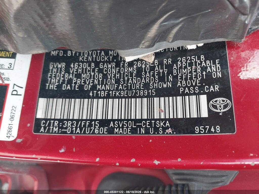 4T1BF1FK9EU738915 2014 TOYOTA CAMRY photo no. 9