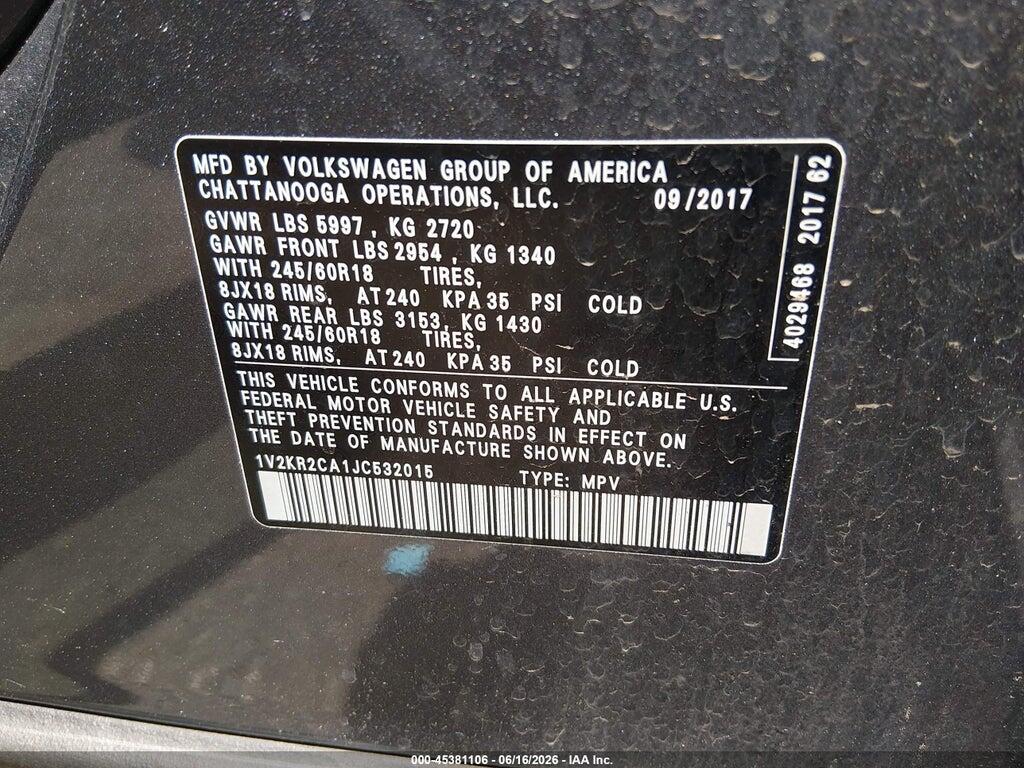 1V2KR2CA1JC532015 2018 VOLKSWAGEN ATLAS photo no. 9