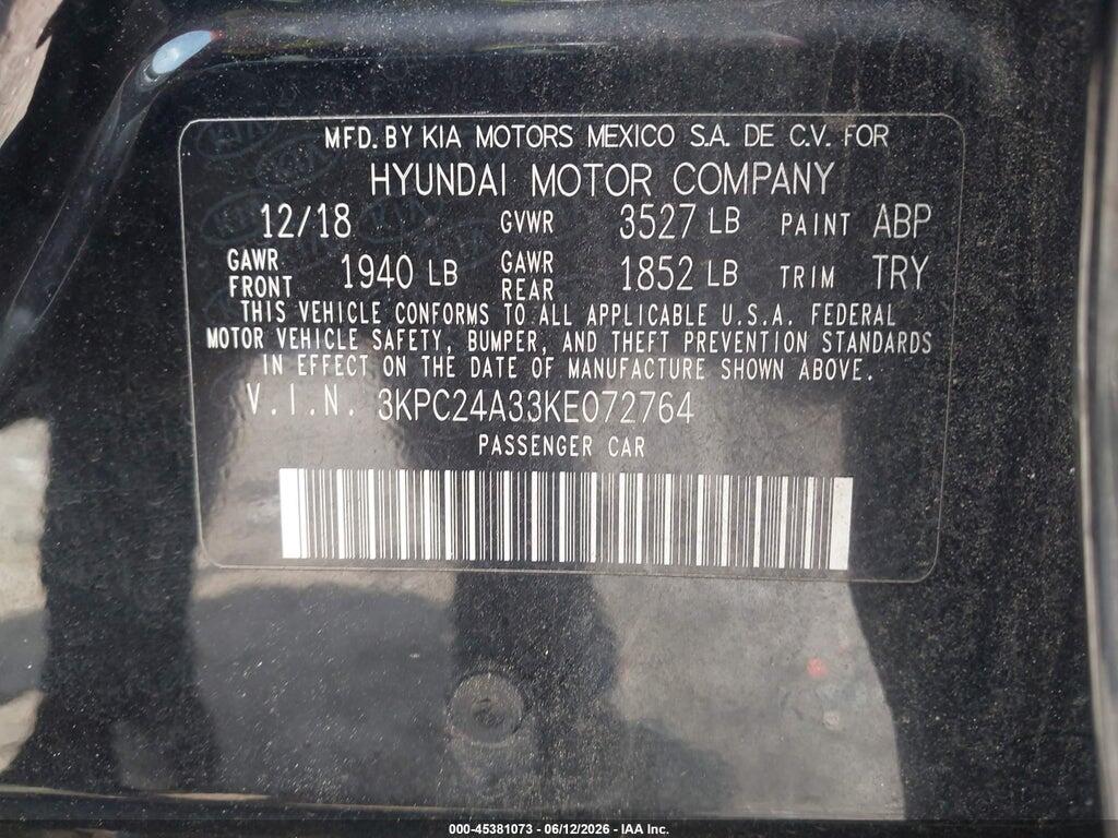 3KPC24A33KE072764 2019 HYUNDAI ACCENT photo no. 9