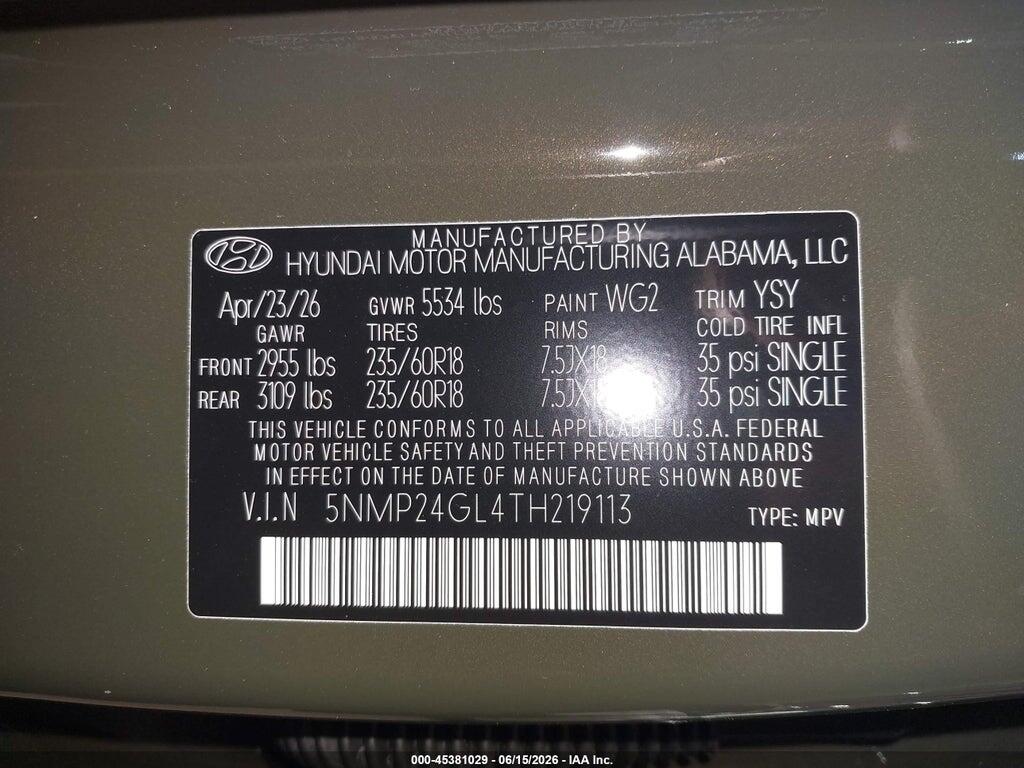 5NMP24GL4TH219113 2026 HYUNDAI SANTA FE photo no. 9