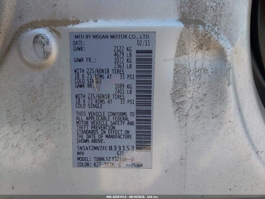 5N1AT2MV2FC833153 2015 NISSAN ROGUE photo no. 9