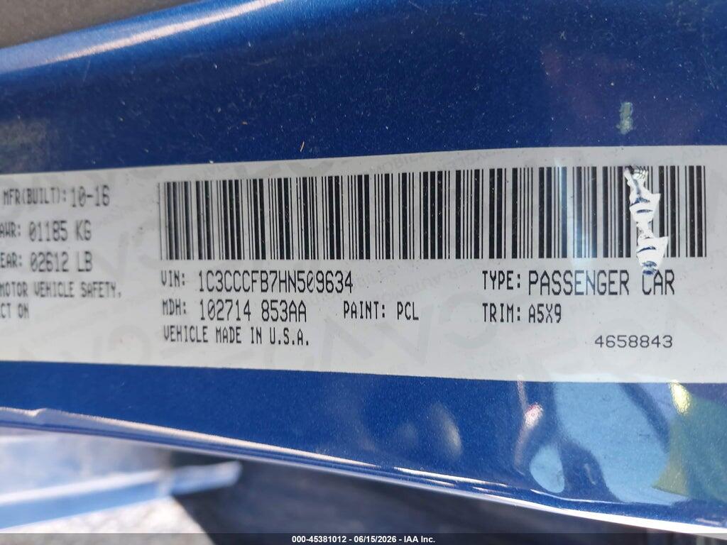 1C3CCCFB7HN509634 2017 CHRYSLER 200 photo no. 9