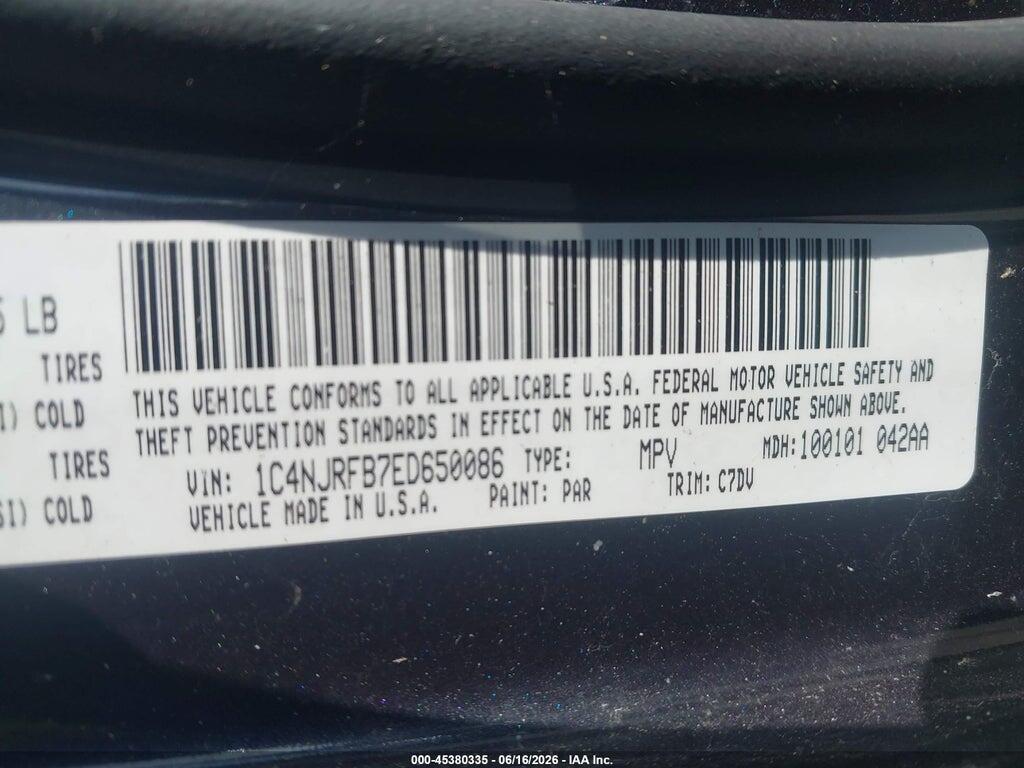 1C4NJRFB7ED650086 2014 JEEP PATRIOT photo no. 9