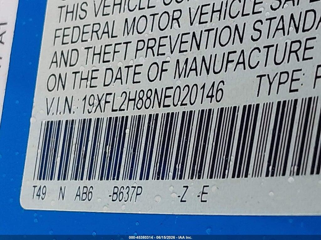 19XFL2H88NE020146 2022 HONDA CIVIC photo no. 9