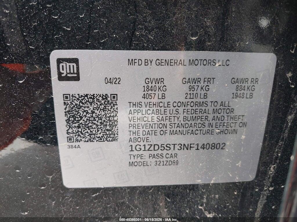 1G1ZD5ST3NF140802 2022 CHEVROLET MALIBU photo no. 9