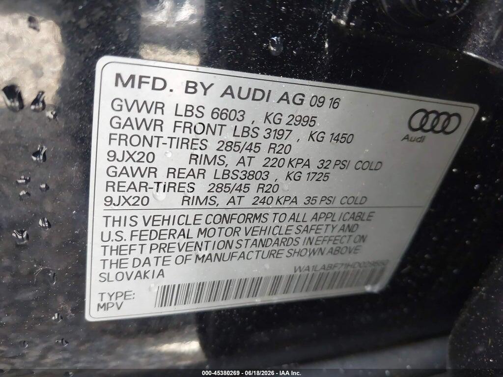 WA1LABF71HD029550 2017 AUDI Q7 photo no. 9