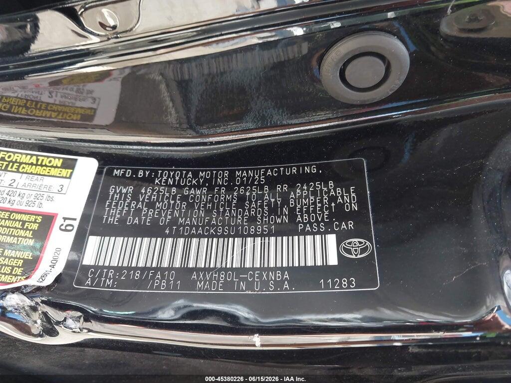 4T1DAACK9SU108951 2025 TOYOTA CAMRY photo no. 9
