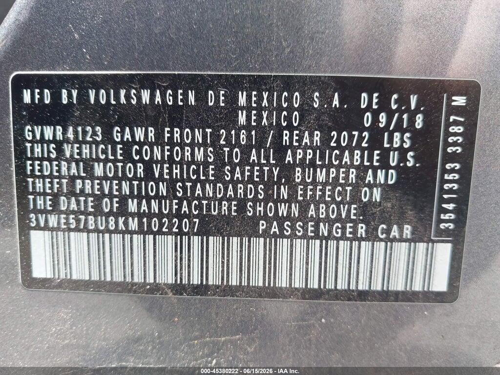 3VWE57BU8KM102207 2019 VOLKSWAGEN JETTA photo no. 9