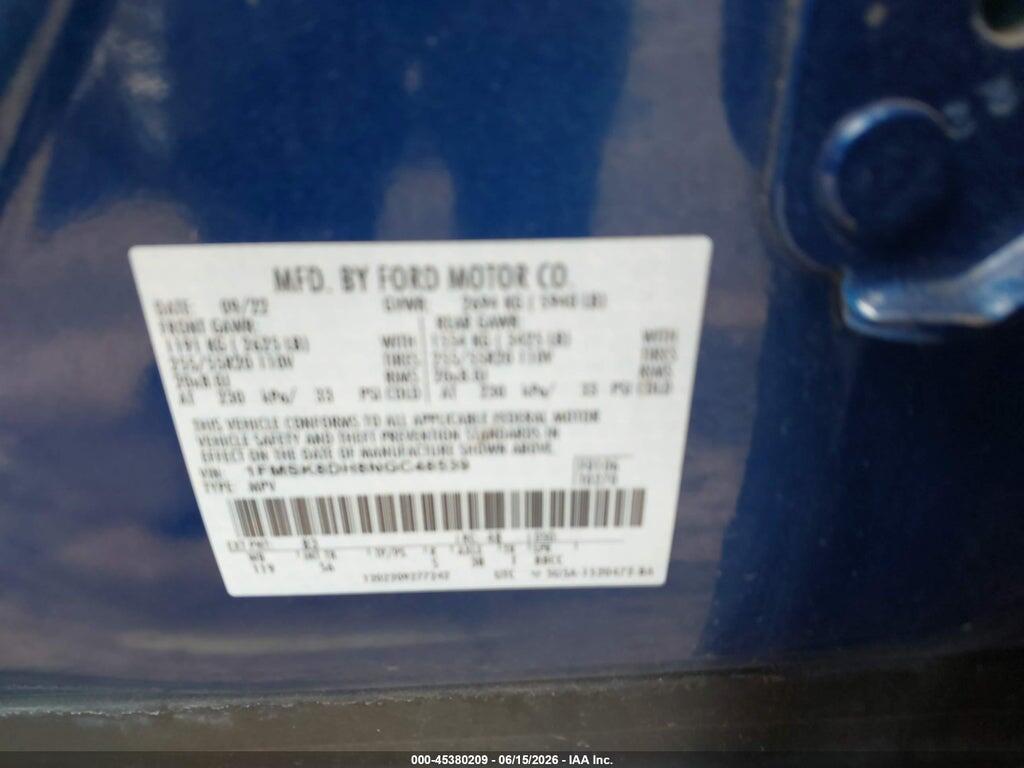 1FMSK8DH8NGC48539 2022 FORD EXPLORER photo no. 9