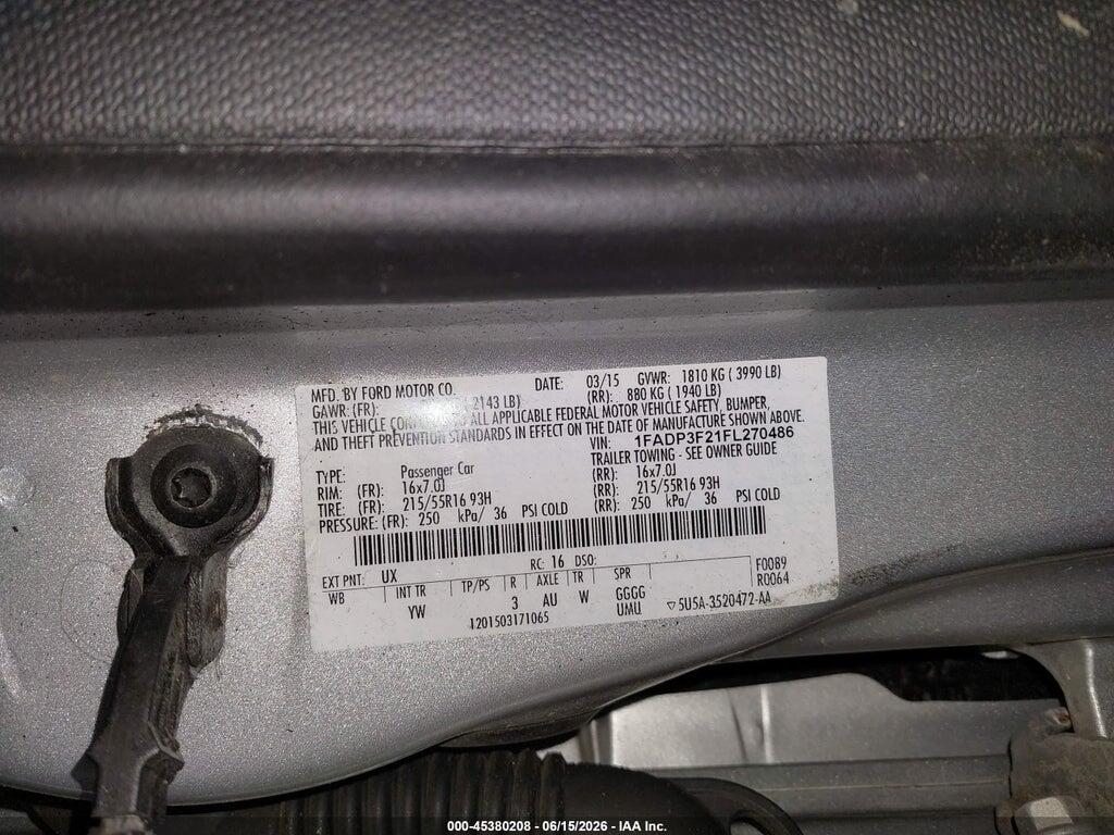 1FADP3F21FL270486 2015 FORD FOCUS photo no. 9