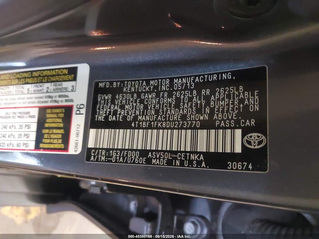 4T1BF1FK8DU273770 2013 TOYOTA CAMRY photo no. 9