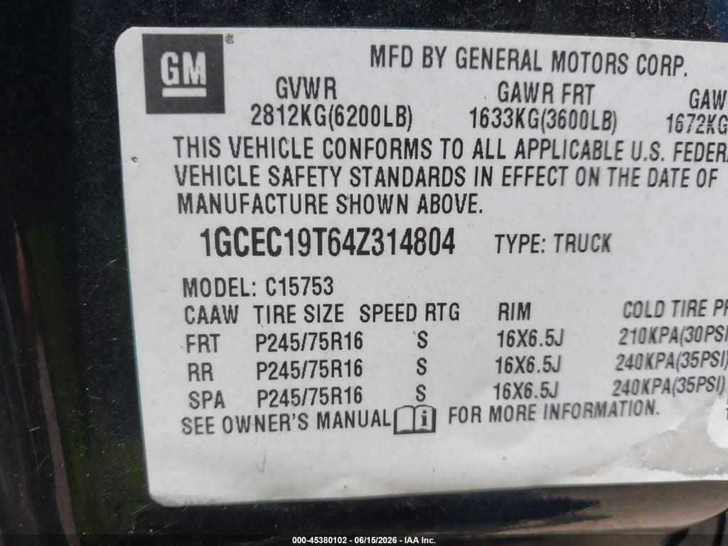 1GCEC19T64Z314804 2004 CHEVROLET SILVERADO 1500 photo no. 9