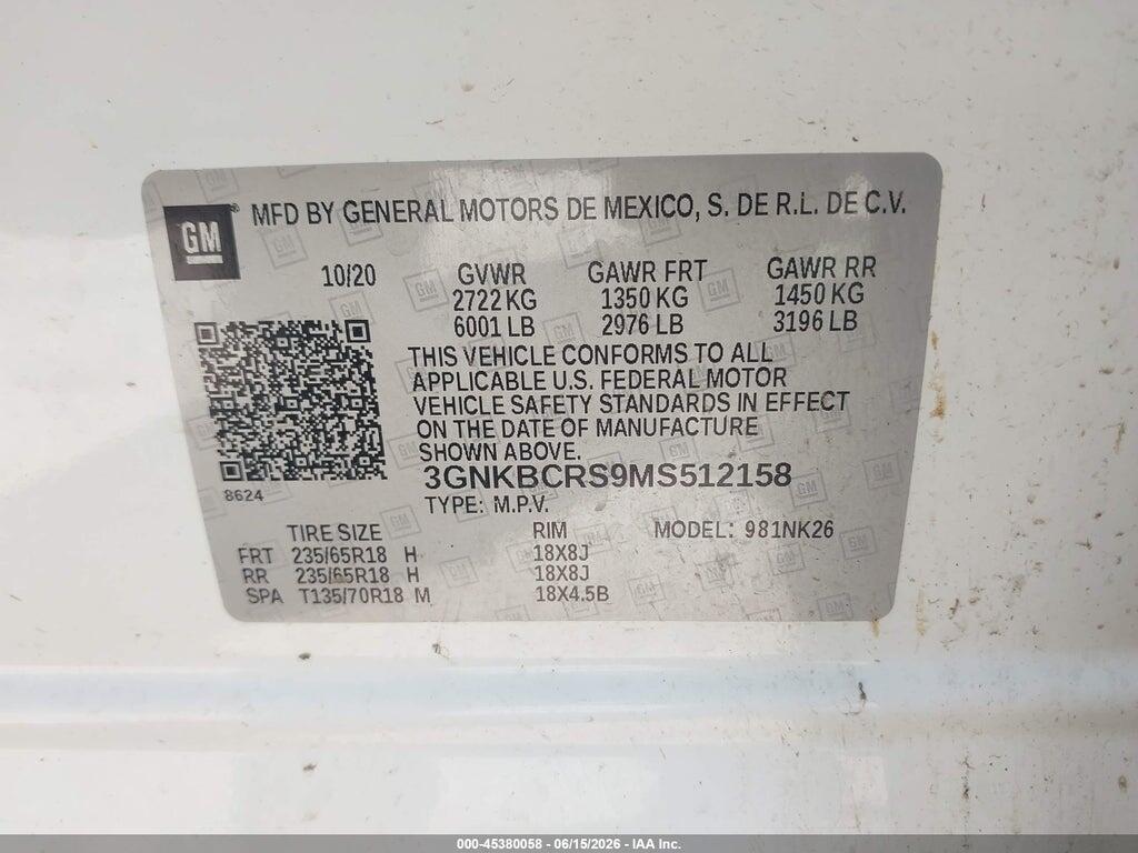 3GNKBCRS9MS512158 2021 CHEVROLET BLAZER photo no. 9