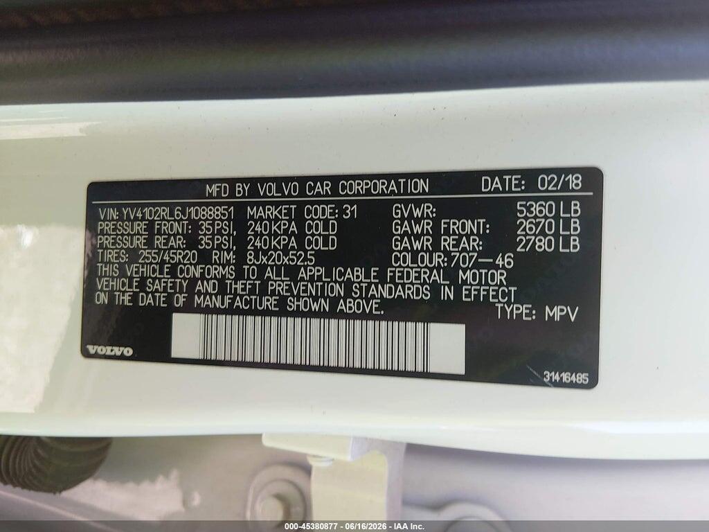 YV4102RL6J1088851 2018 VOLVO XC60 photo no. 9