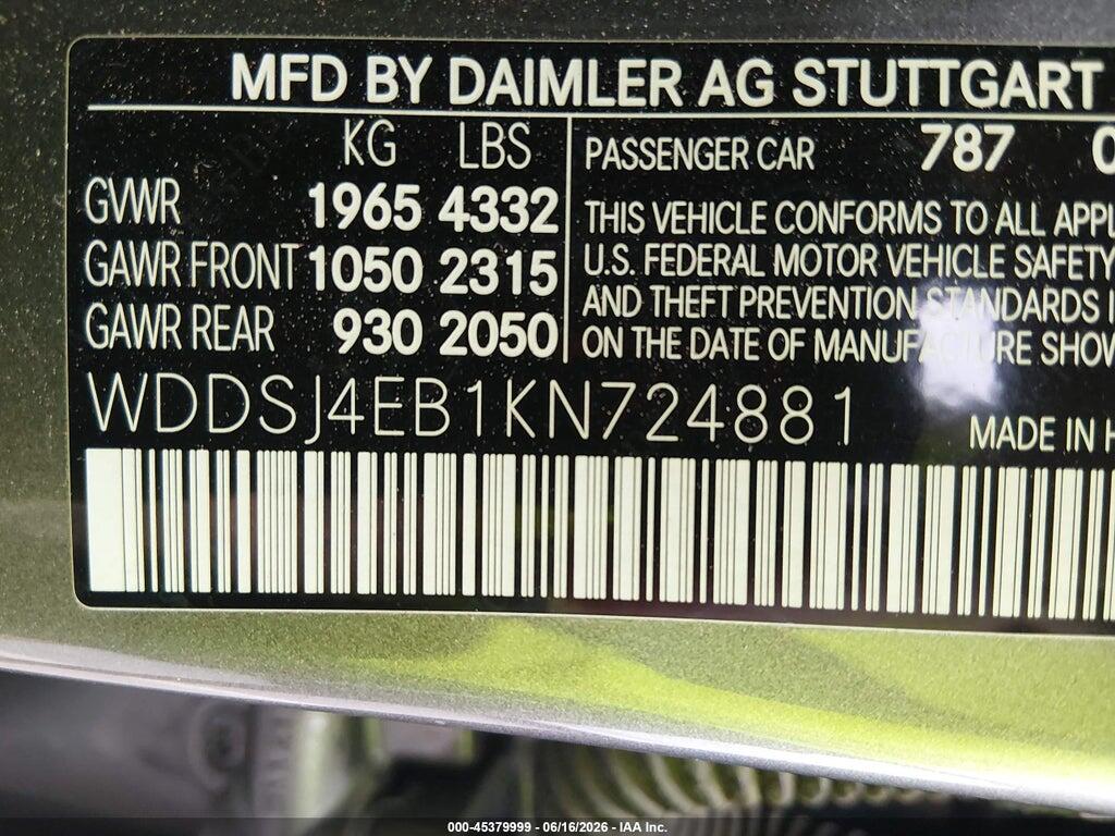 WDDSJ4EB1KN724881 2019 MERCEDES-BENZ CLA 250 photo no. 9