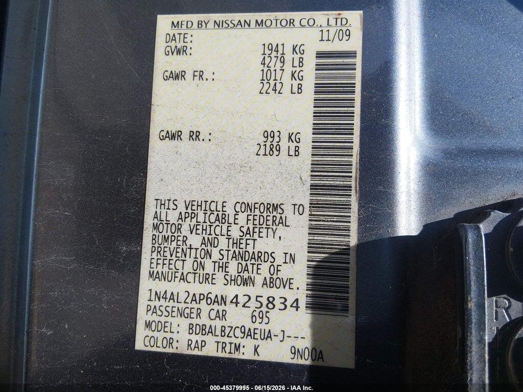 1N4AL2AP6AN425834 2010 NISSAN ALTIMA photo no. 9