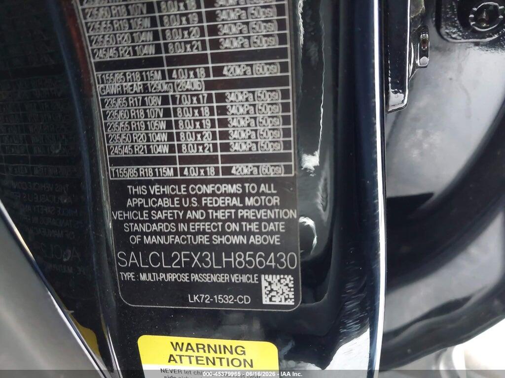 SALCL2FX3LH856430 2020 LAND ROVER DISCOVERY SPORT photo no. 9