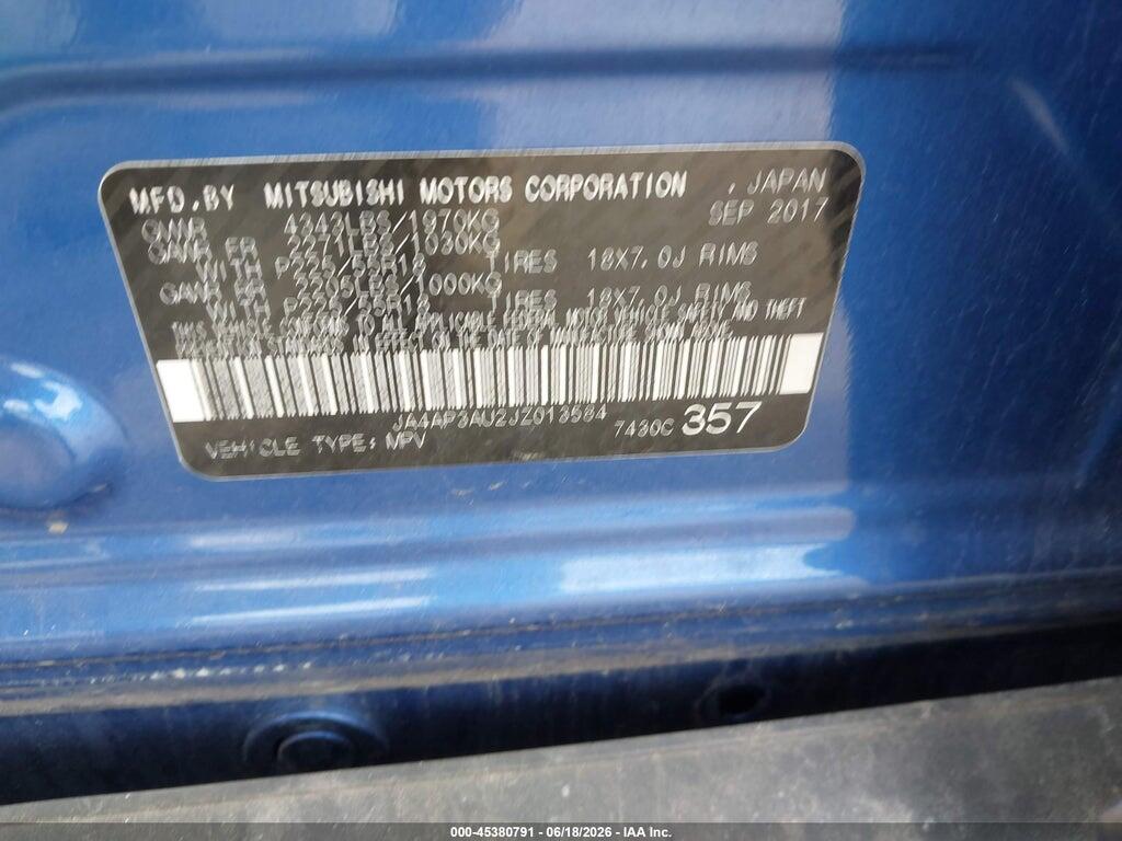 JA4AP3AU2JZ013584 2018 MITSUBISHI OUTLANDER SPORT photo no. 9