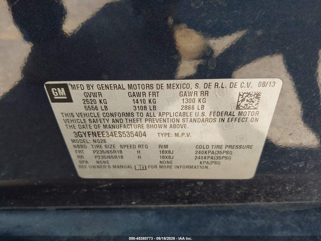3GYFNEE34ES535404 2014 CADILLAC SRX photo no. 9