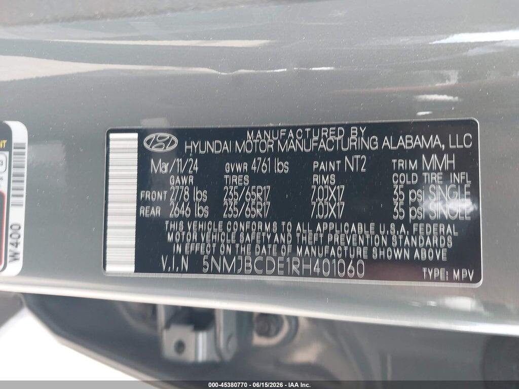 5NMJBCDE1RH401060 2024 HYUNDAI TUCSON photo no. 9