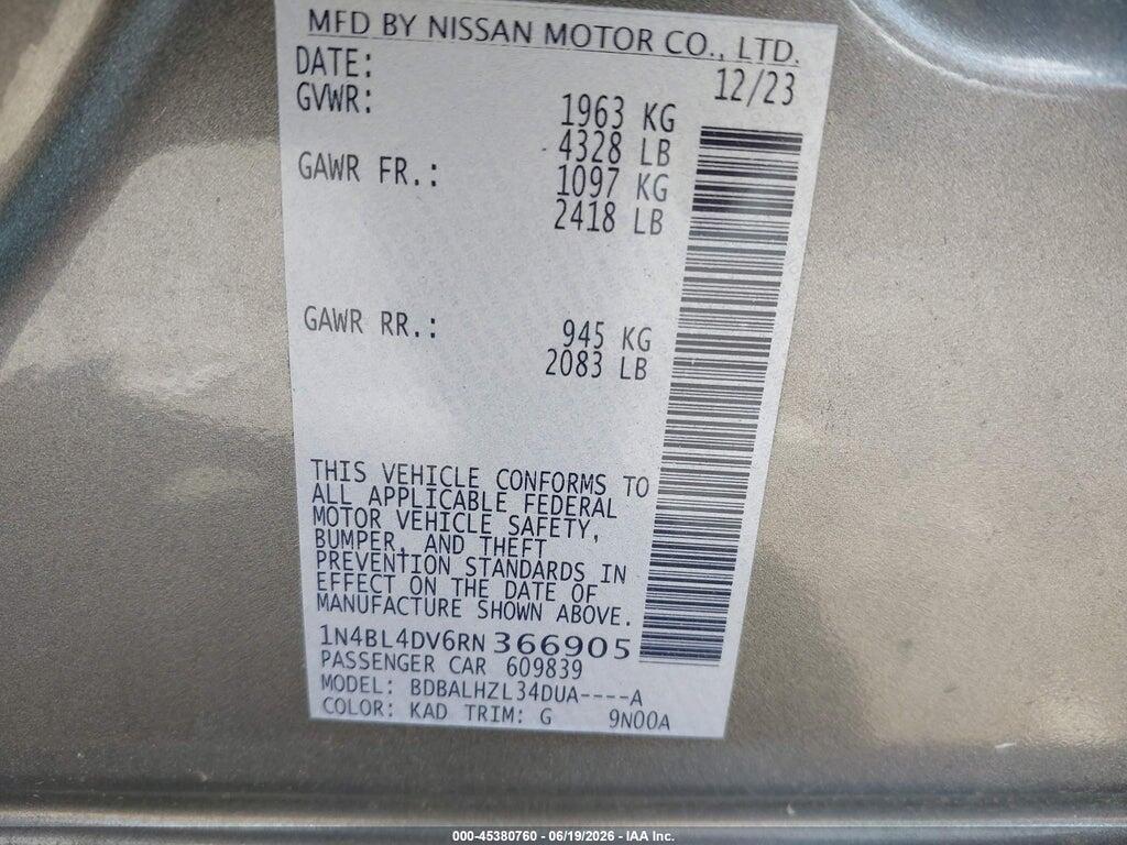 1N4BL4DV6RN366905 2024 NISSAN ALTIMA photo no. 9