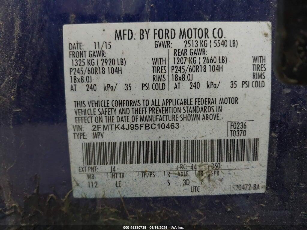 2FMTK4J95FBC10463 2015 FORD EDGE photo no. 9