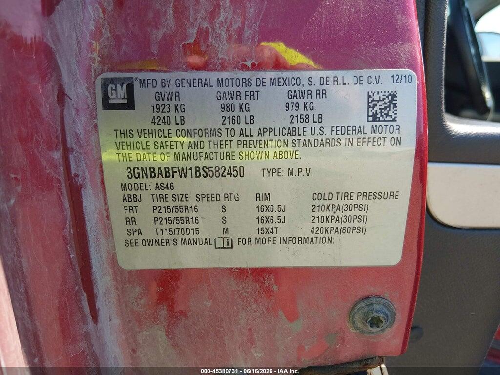 3GNBABFW1BS582450 2011 CHEVROLET HHR photo no. 9