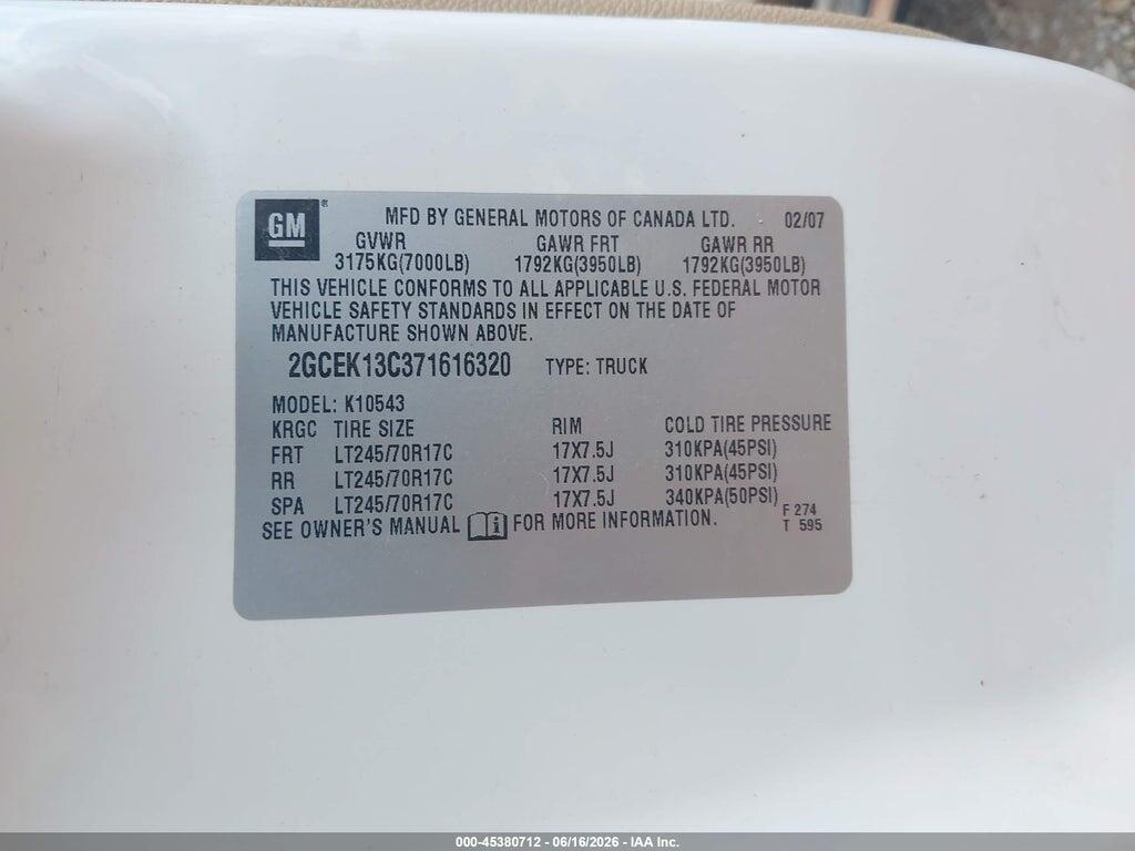2GCEK13C371616320 2007 CHEVROLET SILVERADO 1500 photo no. 9