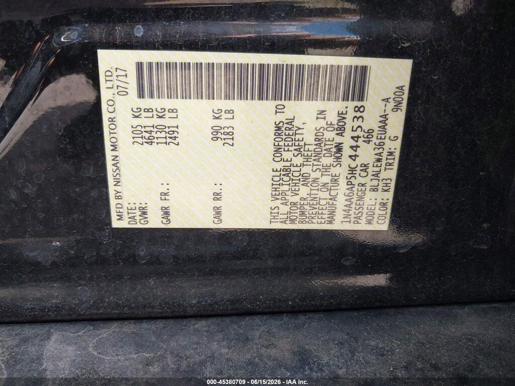 1N4AA6AP5HC444538 2017 NISSAN MAXIMA photo no. 9