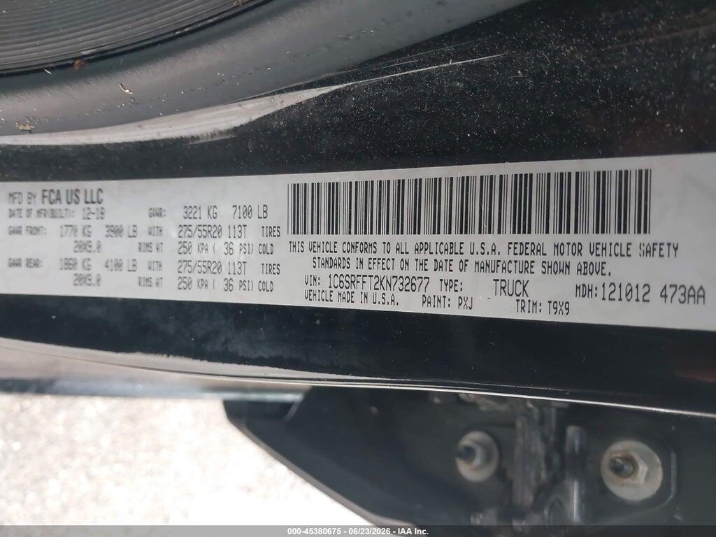 1C6SRFFT2KN732677 2019 RAM 1500 photo no. 9