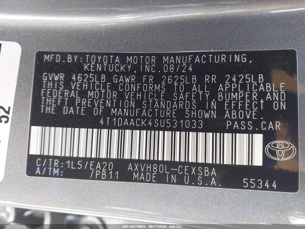 4T1DAACK4SU531033 2025 TOYOTA CAMRY photo no. 9