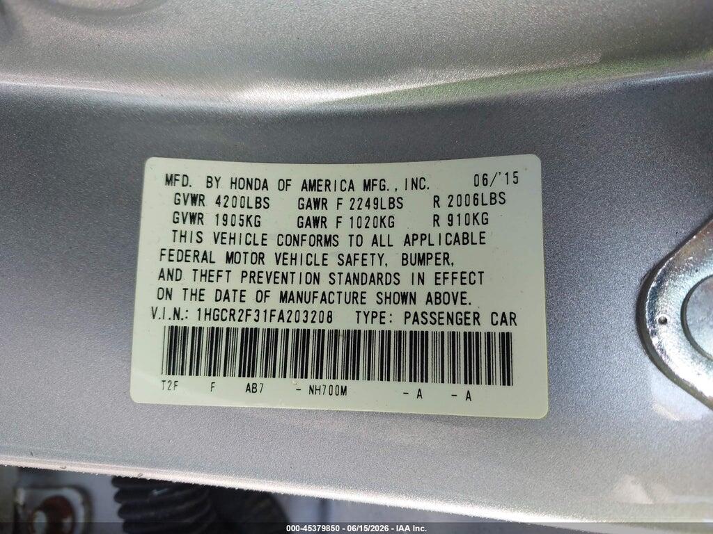 1HGCR2F31FA203208 2015 HONDA ACCORD photo no. 9