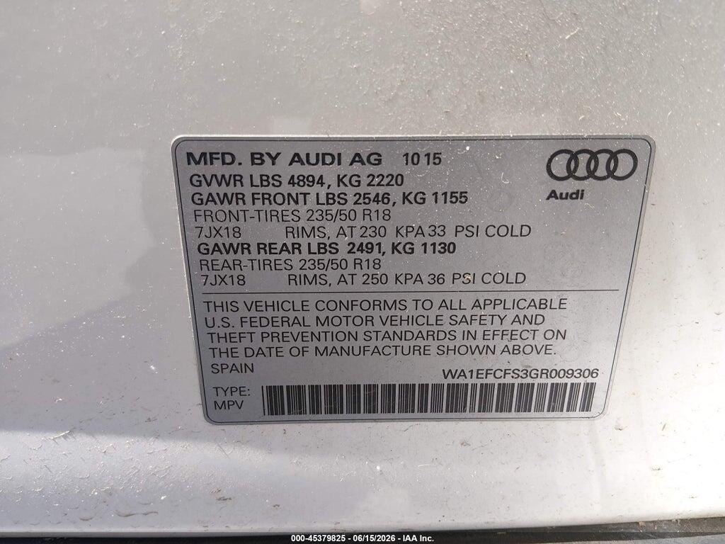 WA1EFCFS3GR009306 2016 AUDI Q3 photo no. 9
