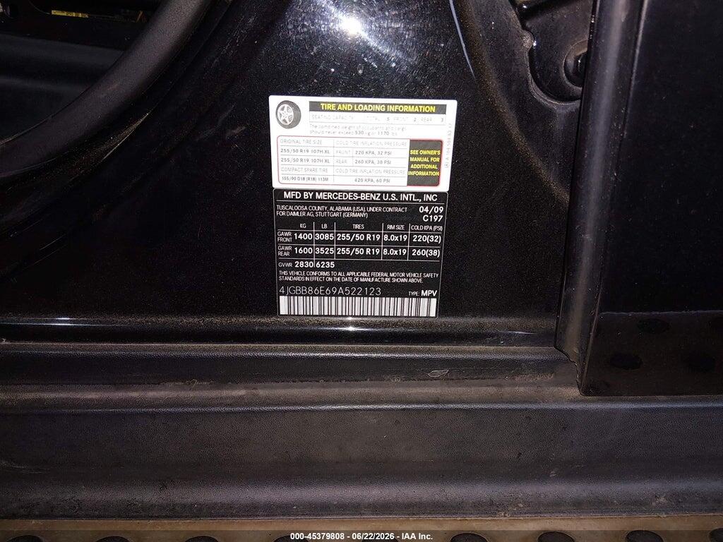 4JGBB86E69A522123 2009 MERCEDES-BENZ ML 350 photo no. 9