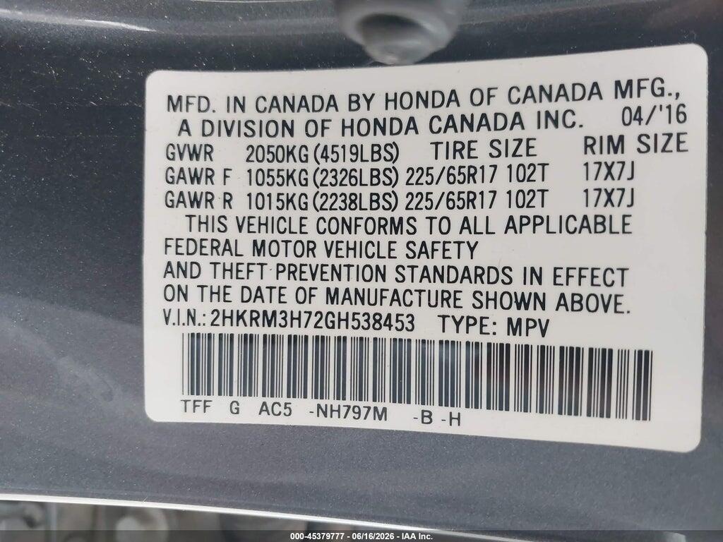 2HKRM3H72GH538453 2016 HONDA CR-V photo no. 9