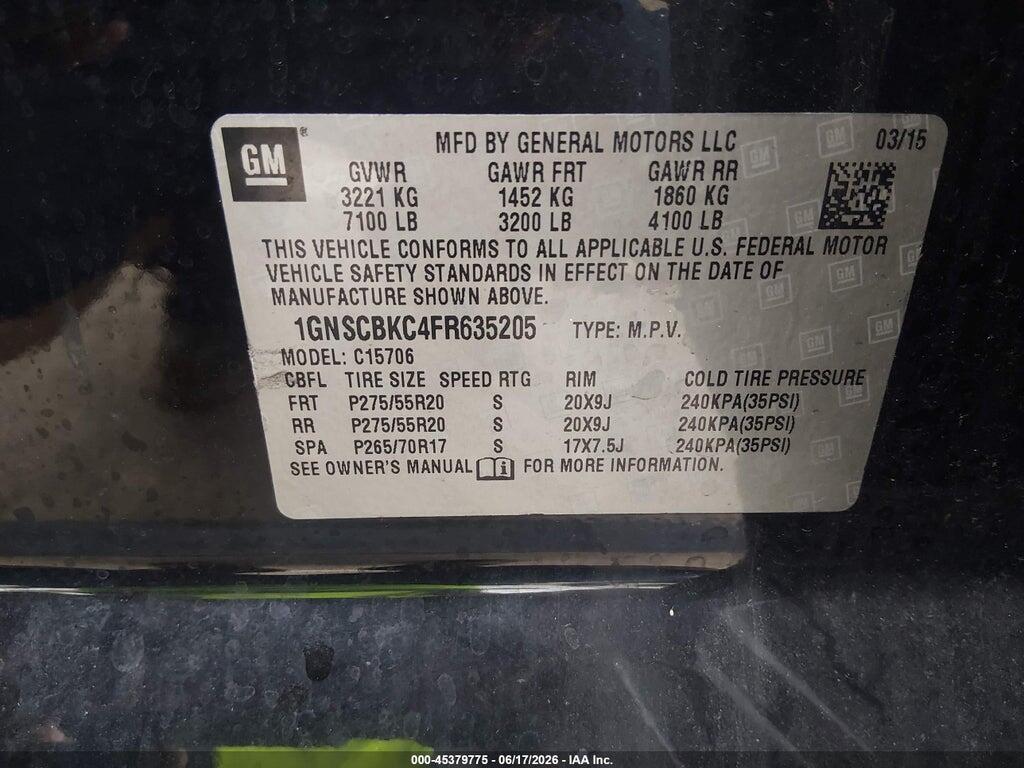 1GNSCBKC4FR635205 2015 CHEVROLET TAHOE photo no. 9