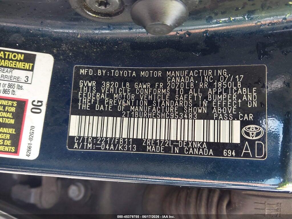2T1BURHE5HC953483 2017 TOYOTA COROLLA photo no. 9
