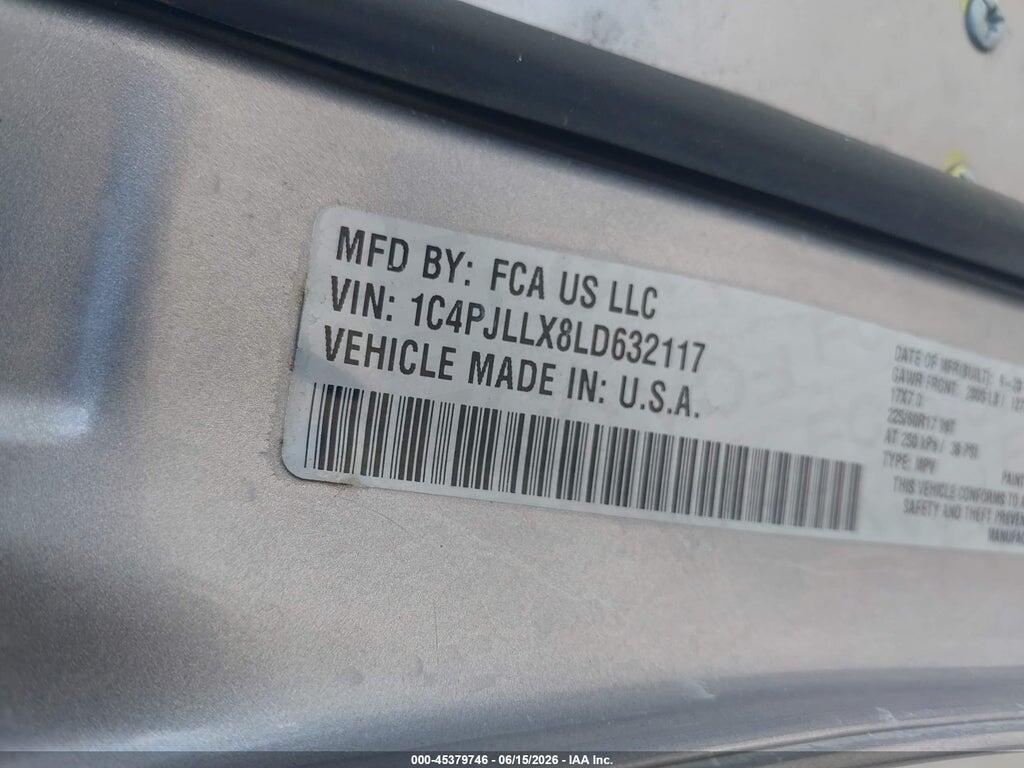 1C4PJLLX8LD632117 2020 JEEP CHEROKEE photo no. 9