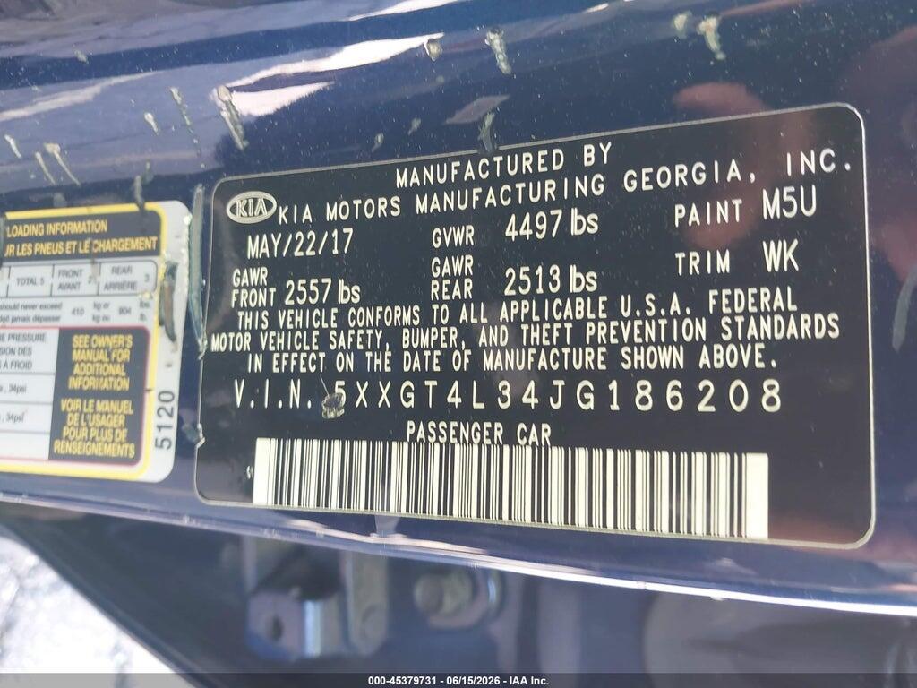 5XXGT4L34JG186208 2018 KIA OPTIMA photo no. 9