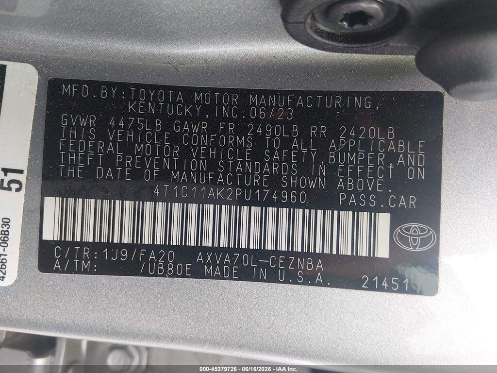 4T1C11AK2PU174960 2023 TOYOTA CAMRY photo no. 9