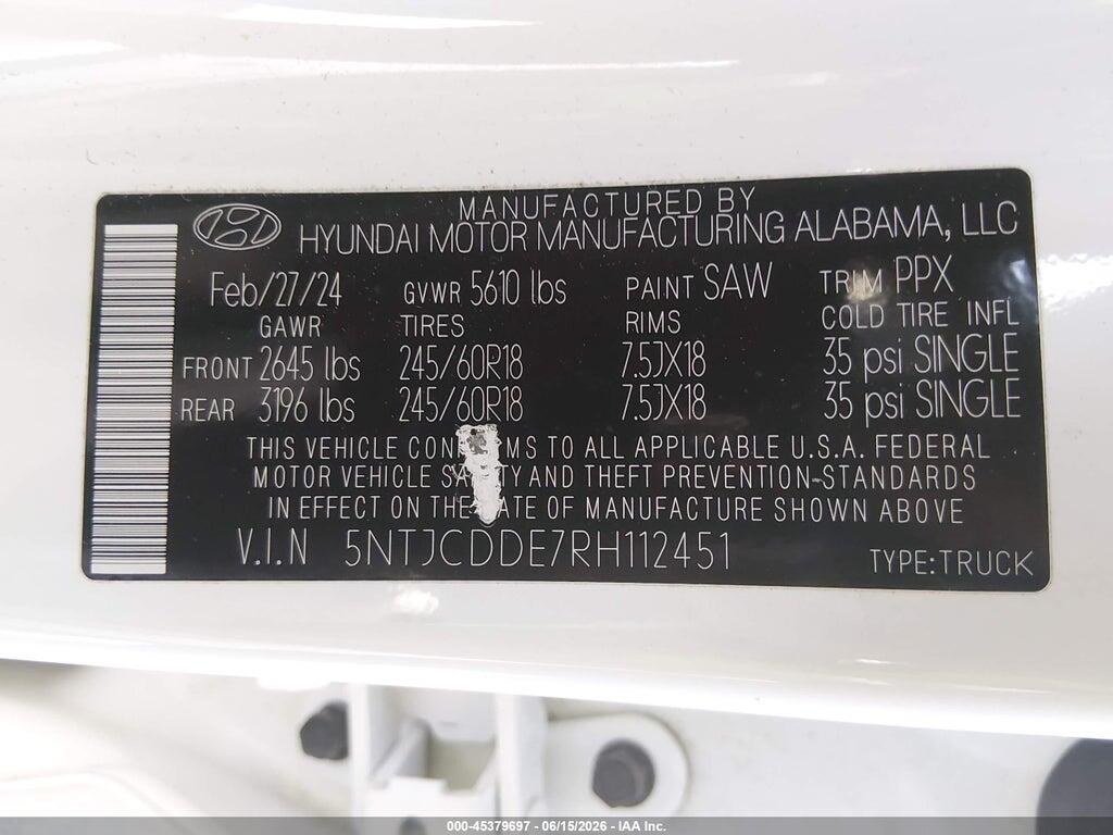 5NTJCDDE7RH112451 2024 HYUNDAI SANTA CRUZ photo no. 9