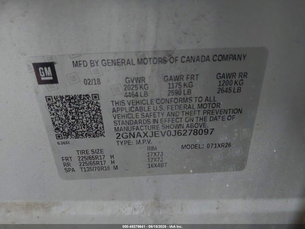 2GNAXJEV0J6278097 2018 CHEVROLET EQUINOX photo no. 9